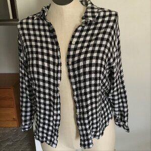 Jane Delaney Black and White Checkered Searsucker Button Up Size 1X Like New
